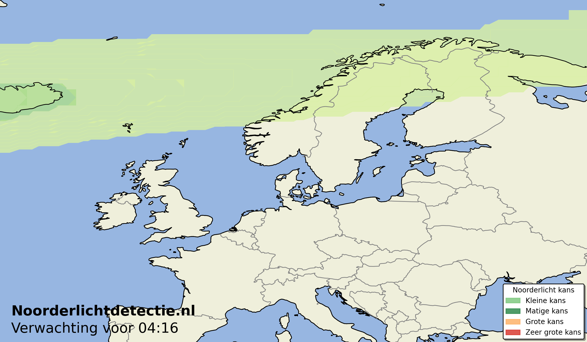 Noorderlicht kaart Nederland Europa