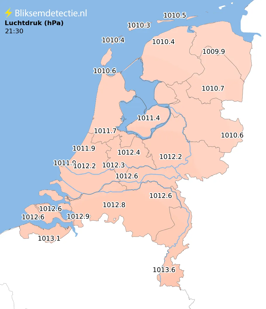 Live Luchtdruk kaart Nederland