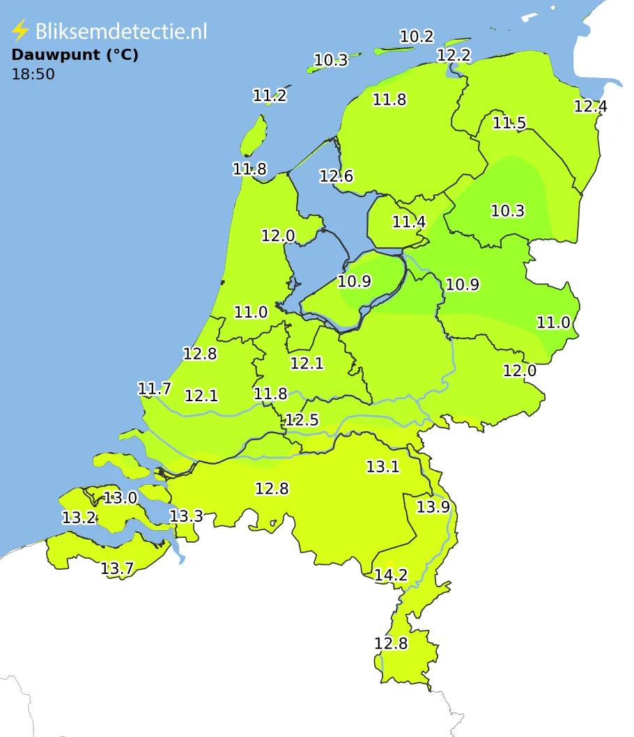 Dauwpunt kaart Nederland