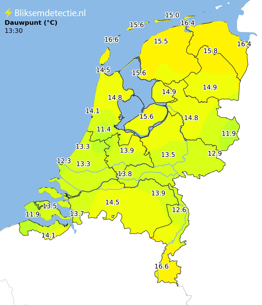 Dauwpunt kaart Nederland