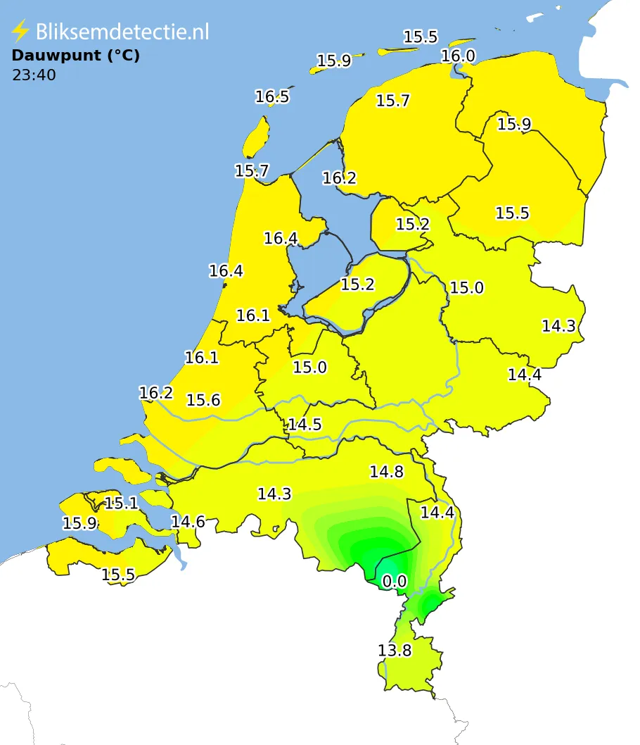 Dauwpunt kaart Nederland