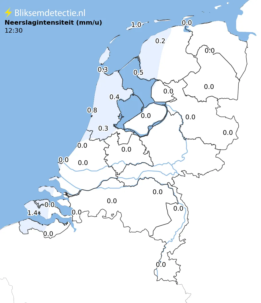 Hoe hard regent het? kaart Nederland
