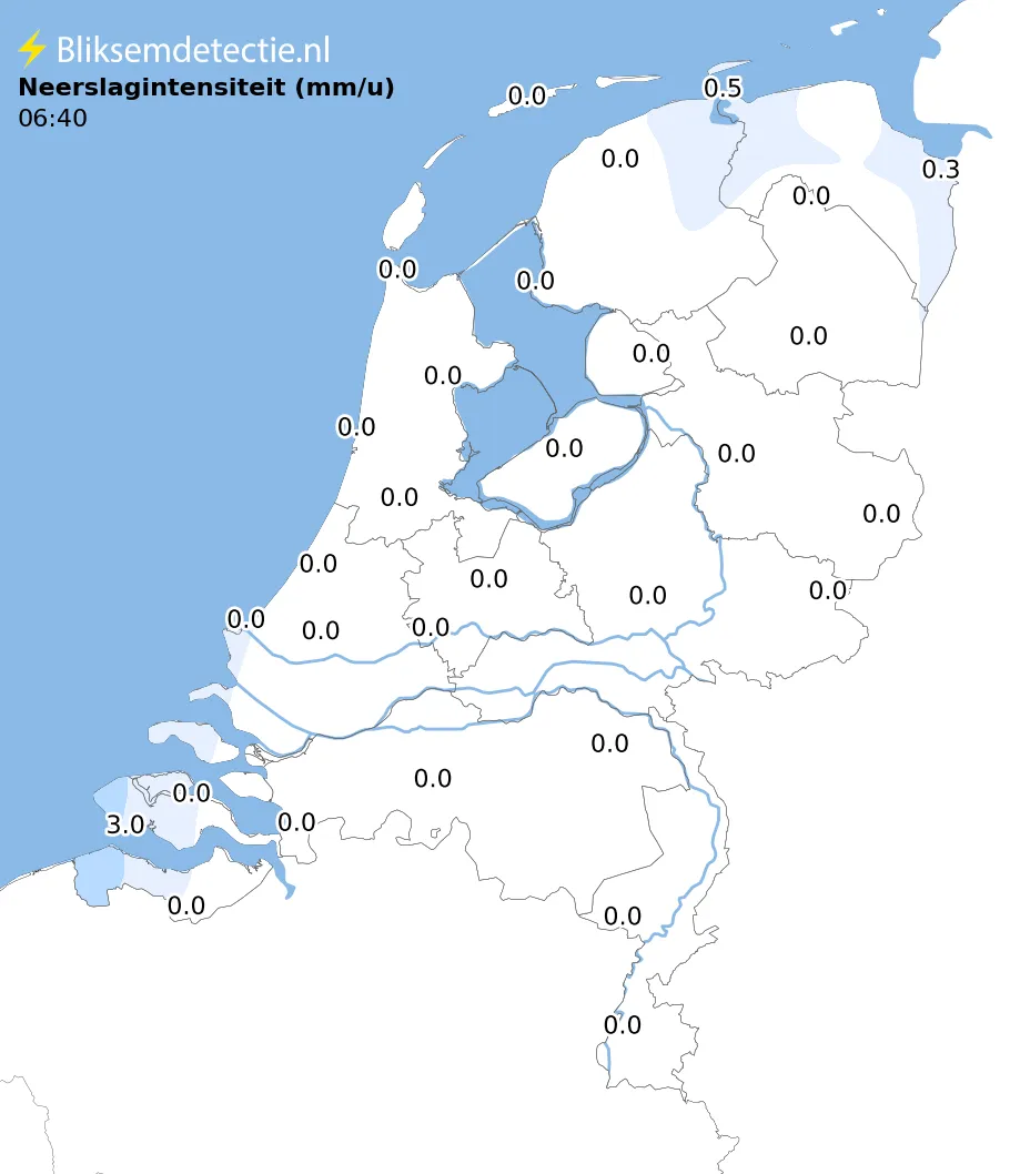 Hoe hard regent het? kaart Nederland