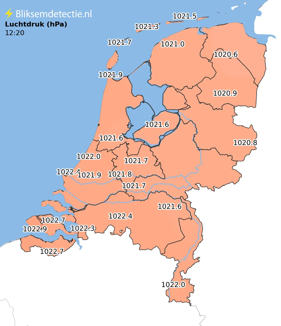 Luchtdruk kaart Nederland