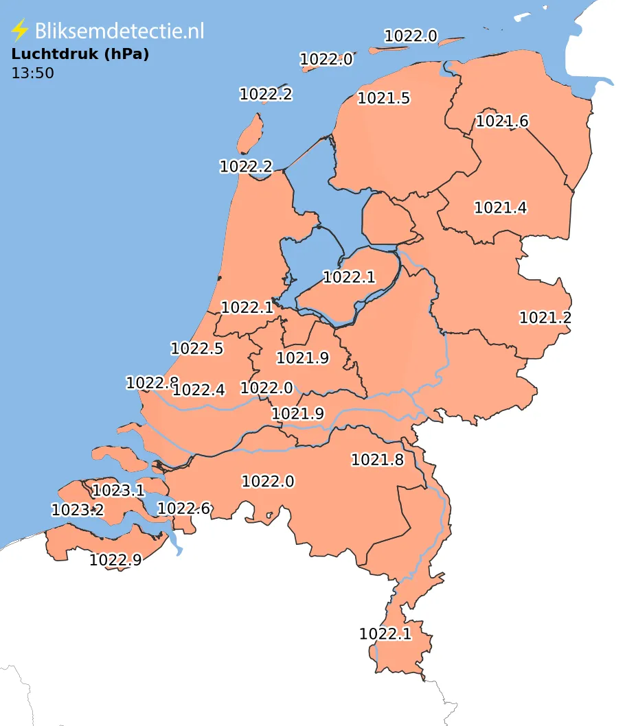 Luchtdruk kaart Nederland