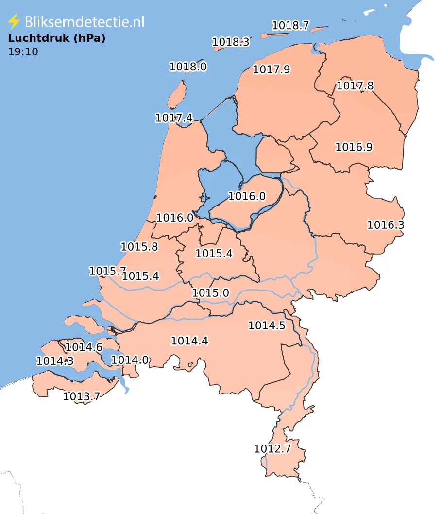 Luchtdruk kaart Nederland