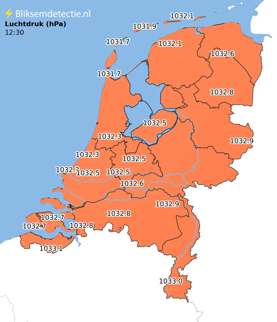 Luchtdruk kaart Nederland