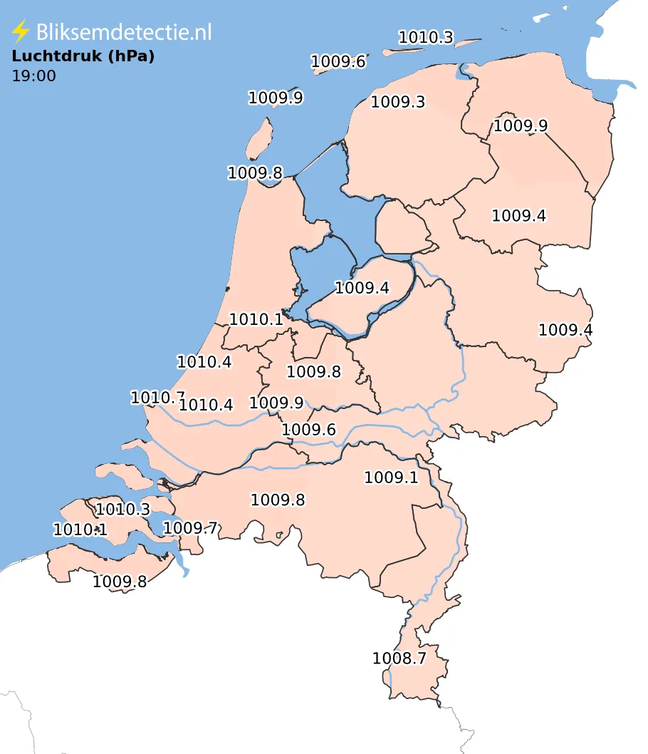 Luchtdruk kaart Nederland