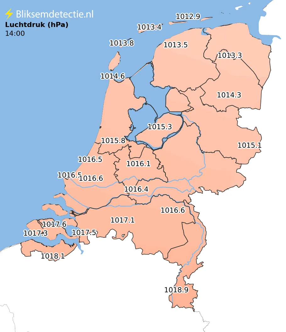 Luchtdruk kaart Nederland