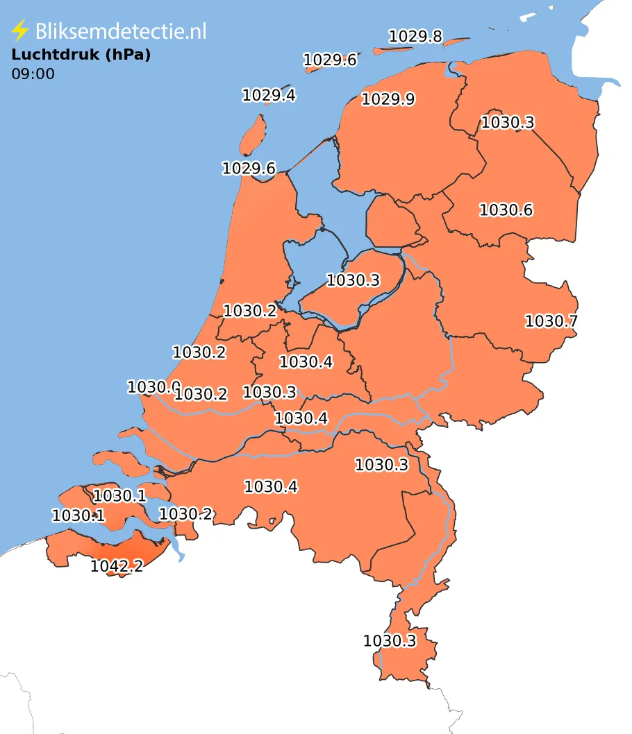 Luchtdruk kaart Nederland