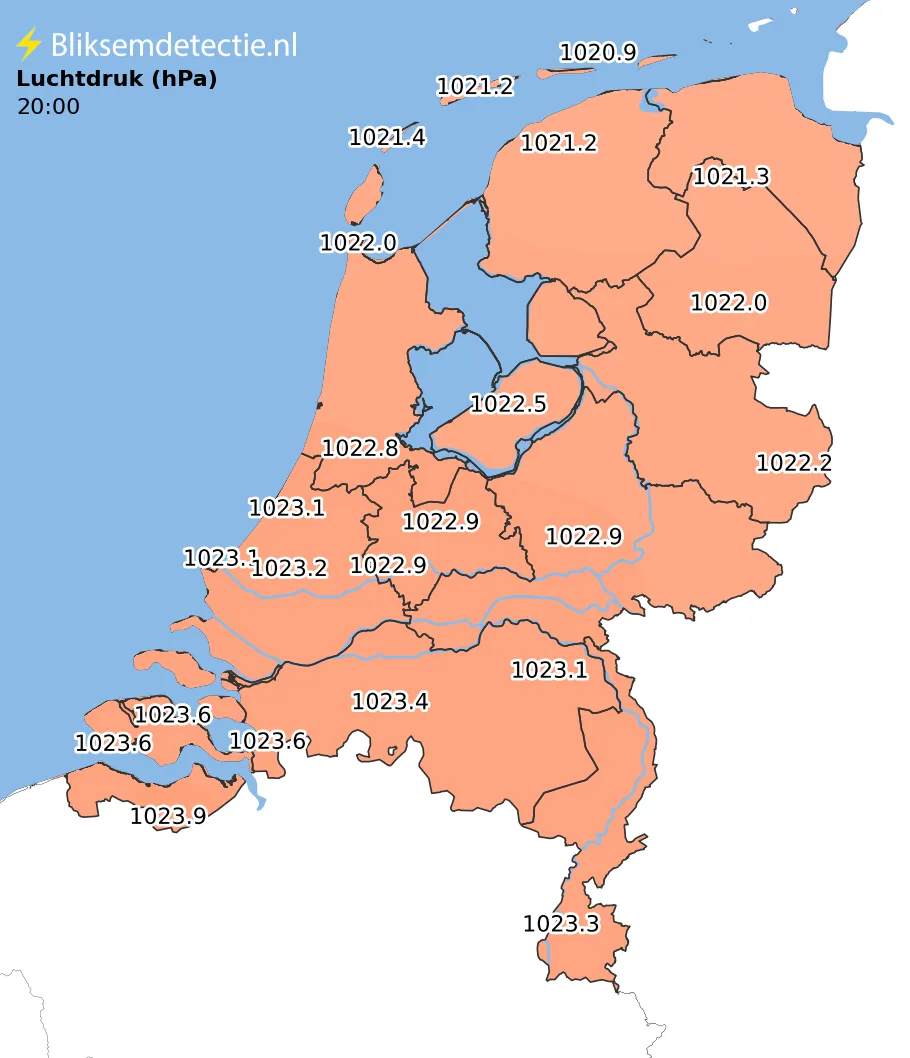 Luchtdruk kaart Nederland