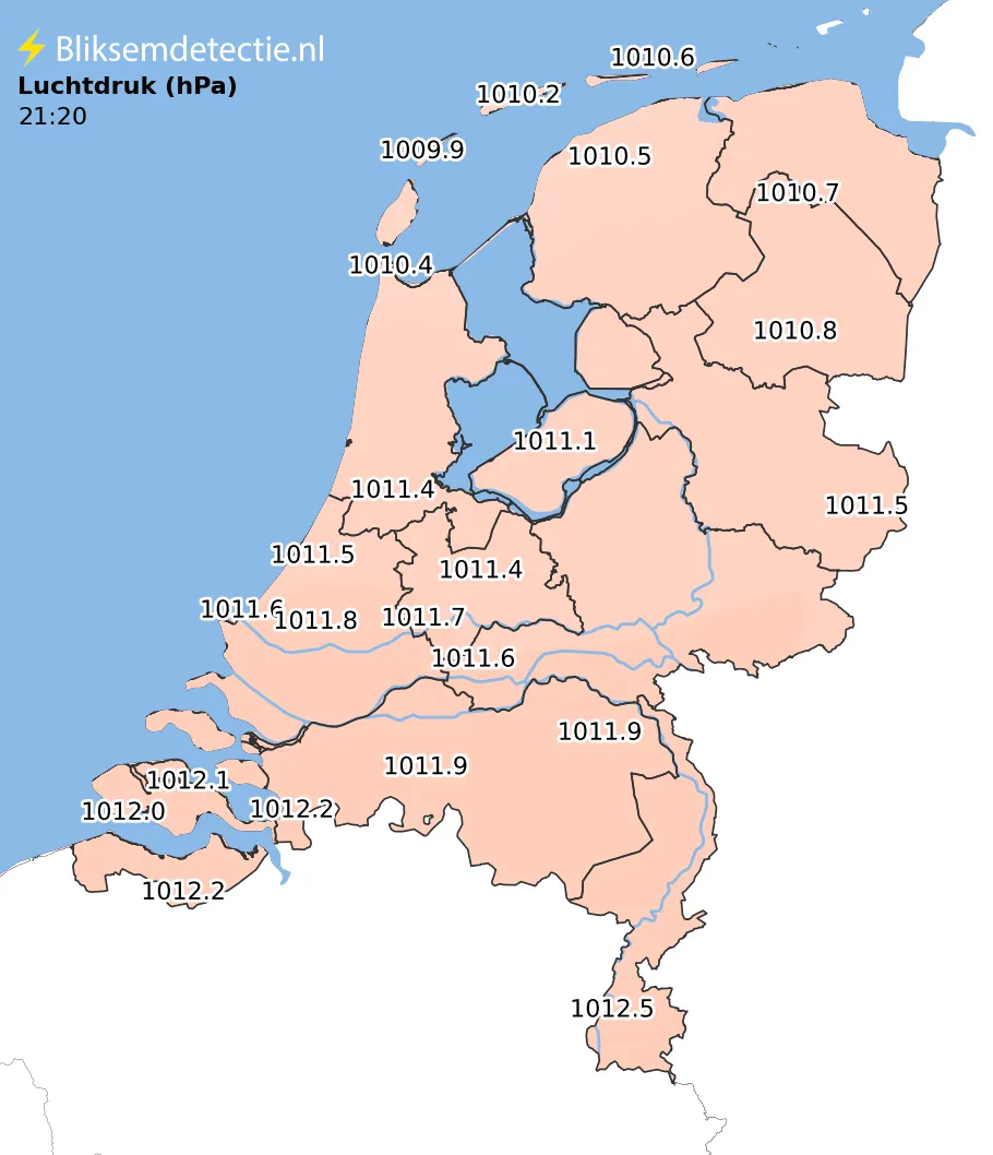 Luchtdruk kaart Nederland