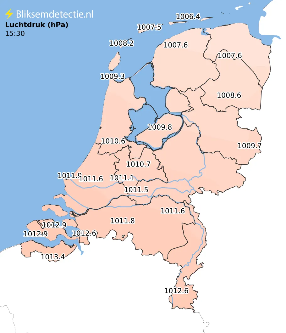 Luchtdruk kaart Nederland