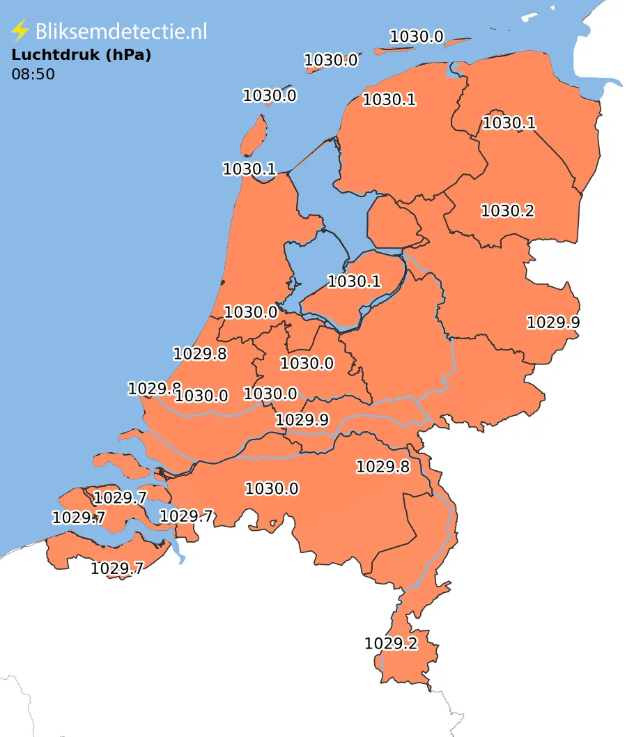 Luchtdruk kaart Nederland