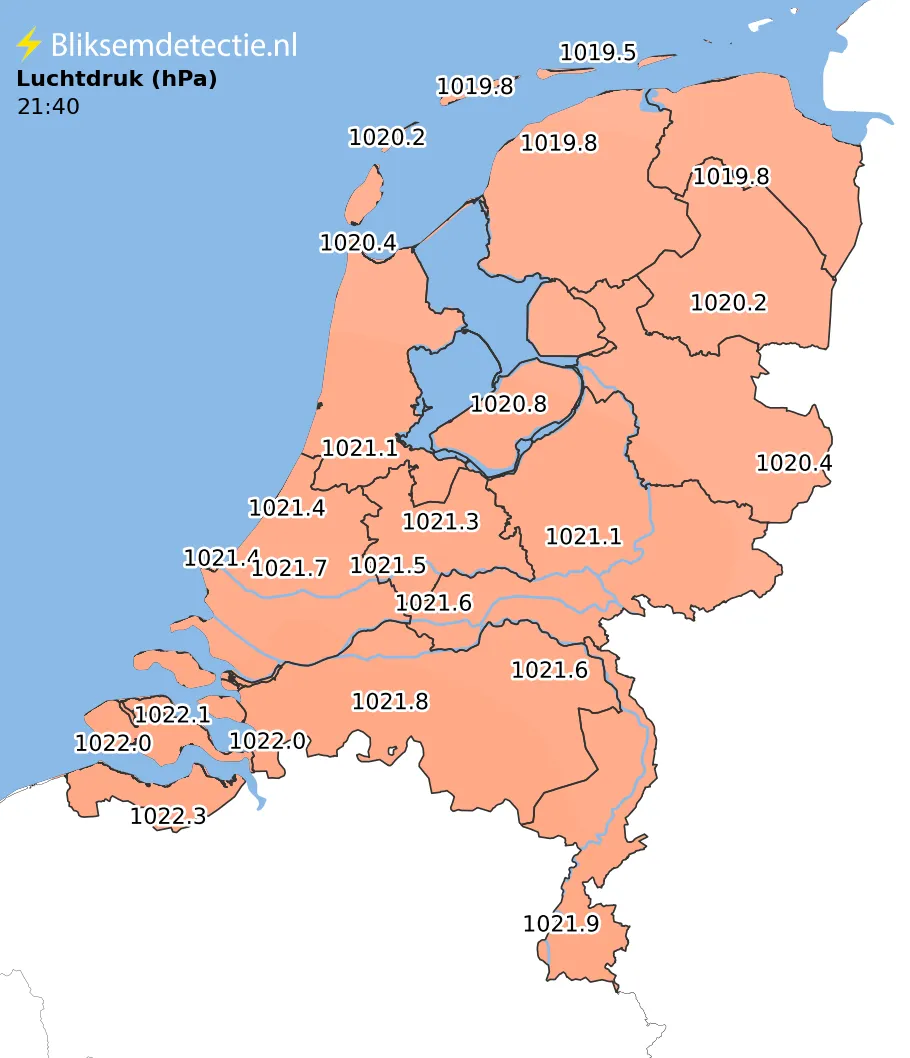 Luchtdruk kaart Nederland