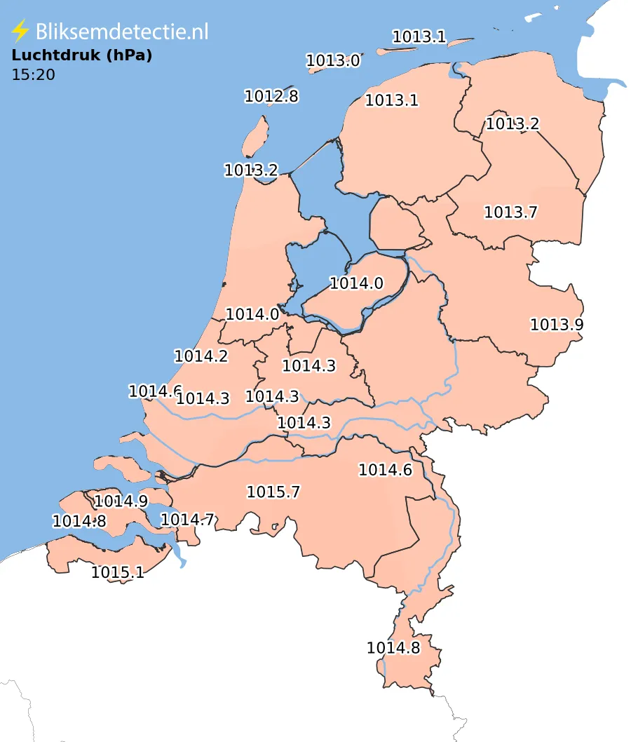 Luchtdruk kaart Nederland
