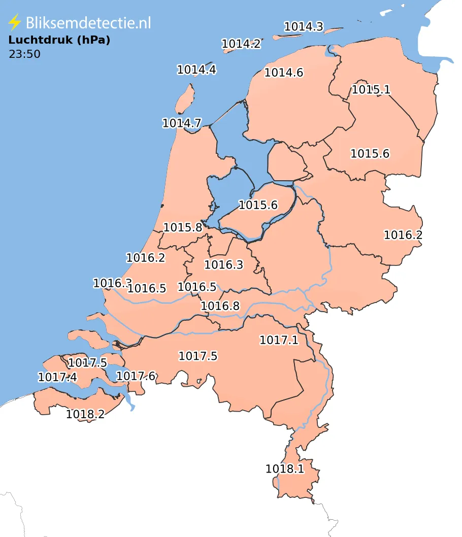 Luchtdruk kaart Nederland