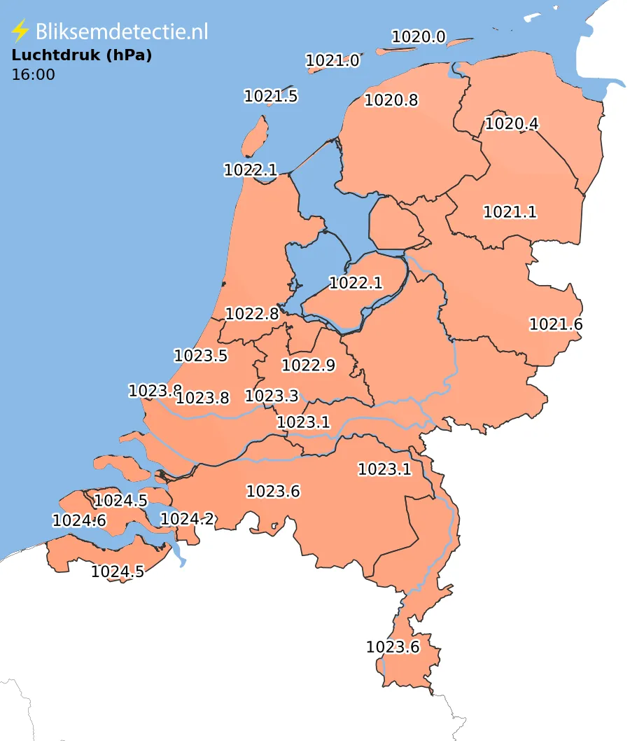 Luchtdruk kaart Nederland