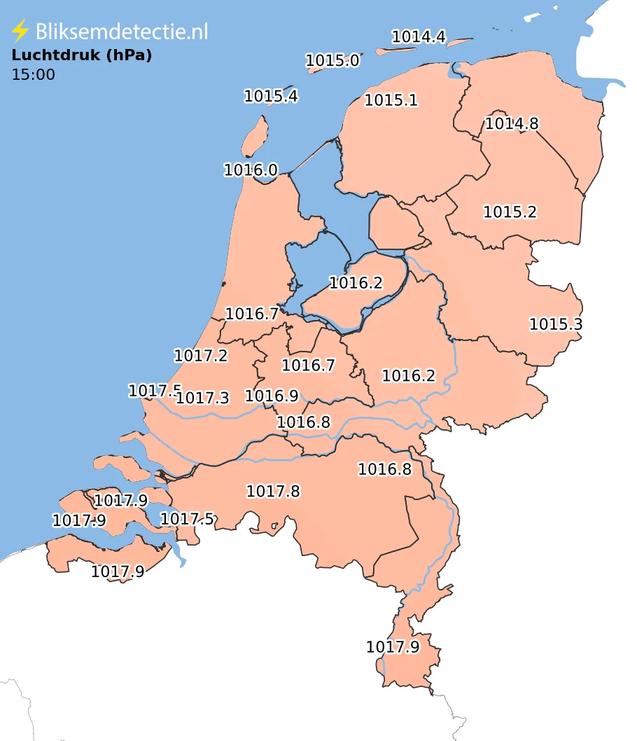 Luchtdruk kaart Nederland