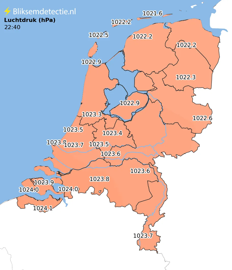 Luchtdruk kaart Nederland