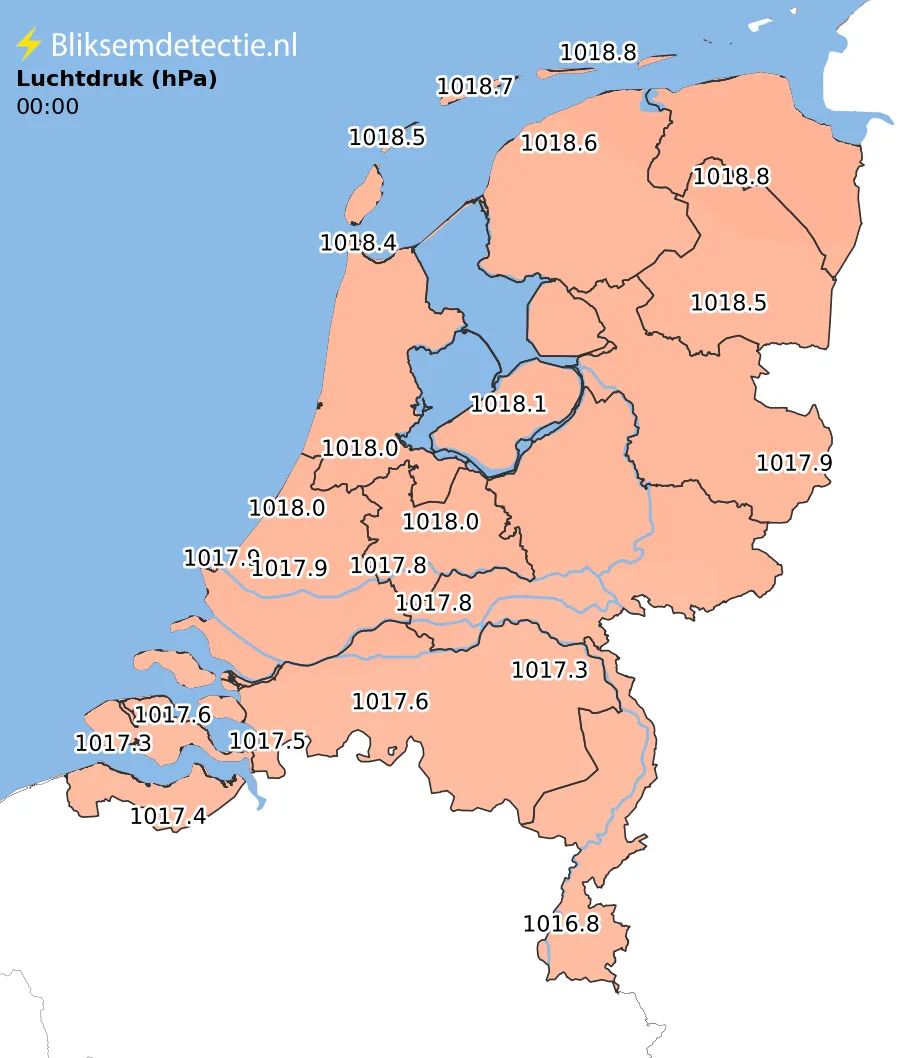 Luchtdruk kaart Nederland