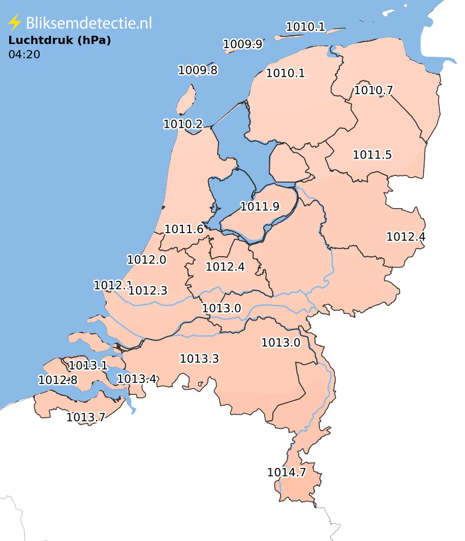 Luchtdruk kaart Nederland