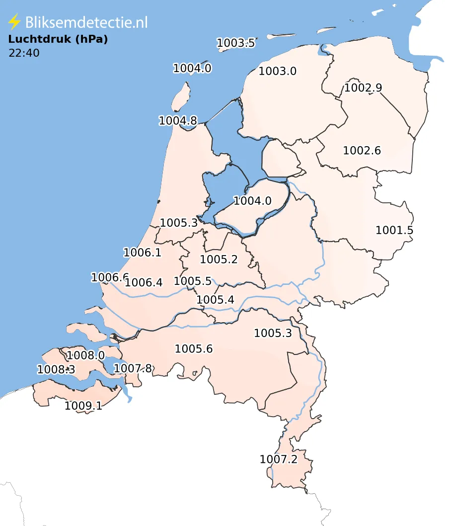 Luchtdruk kaart Nederland