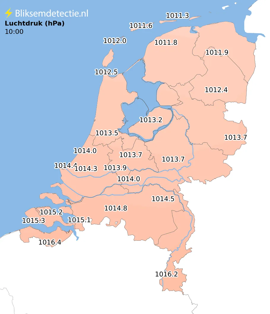 Luchtdruk kaart Nederland