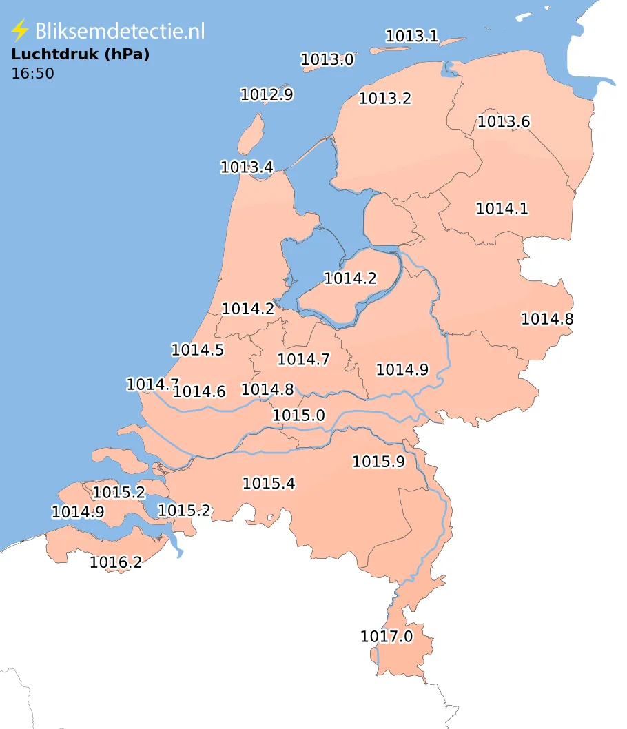 Luchtdruk kaart Nederland