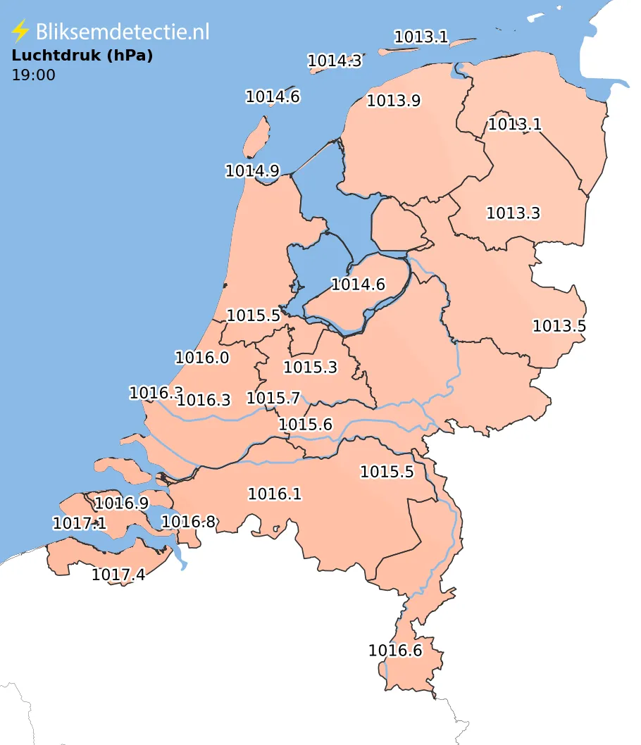 Luchtdruk kaart Nederland