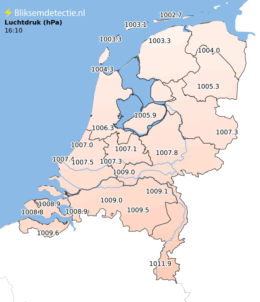 Luchtdruk kaart Nederland