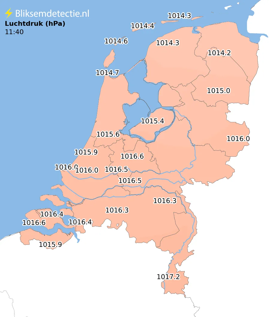 Luchtdruk kaart Nederland