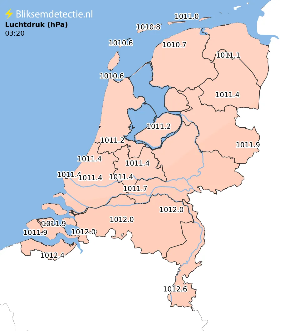 Luchtdruk kaart Nederland