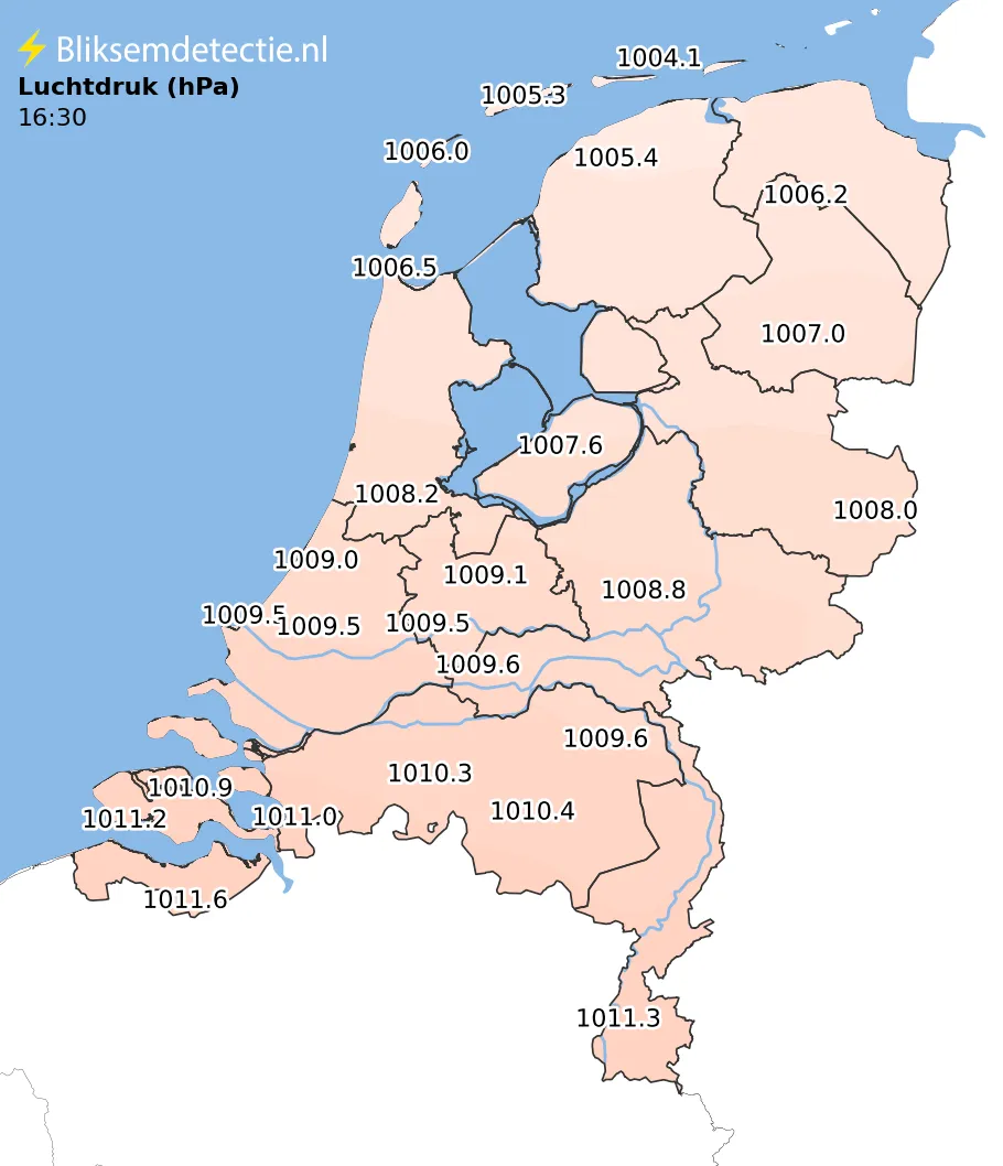 Luchtdruk kaart Nederland