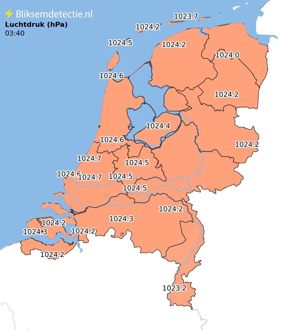 Luchtdruk kaart Nederland