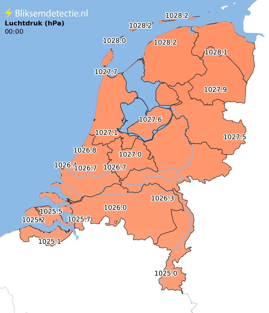 Luchtdruk kaart Nederland