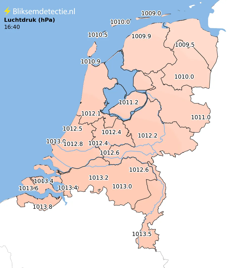 Luchtdruk kaart Nederland