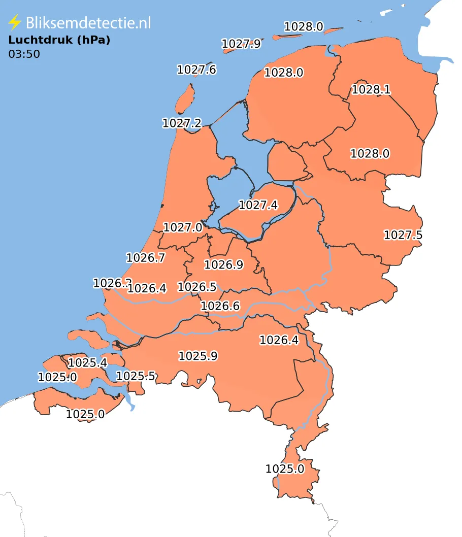 Luchtdruk kaart Nederland