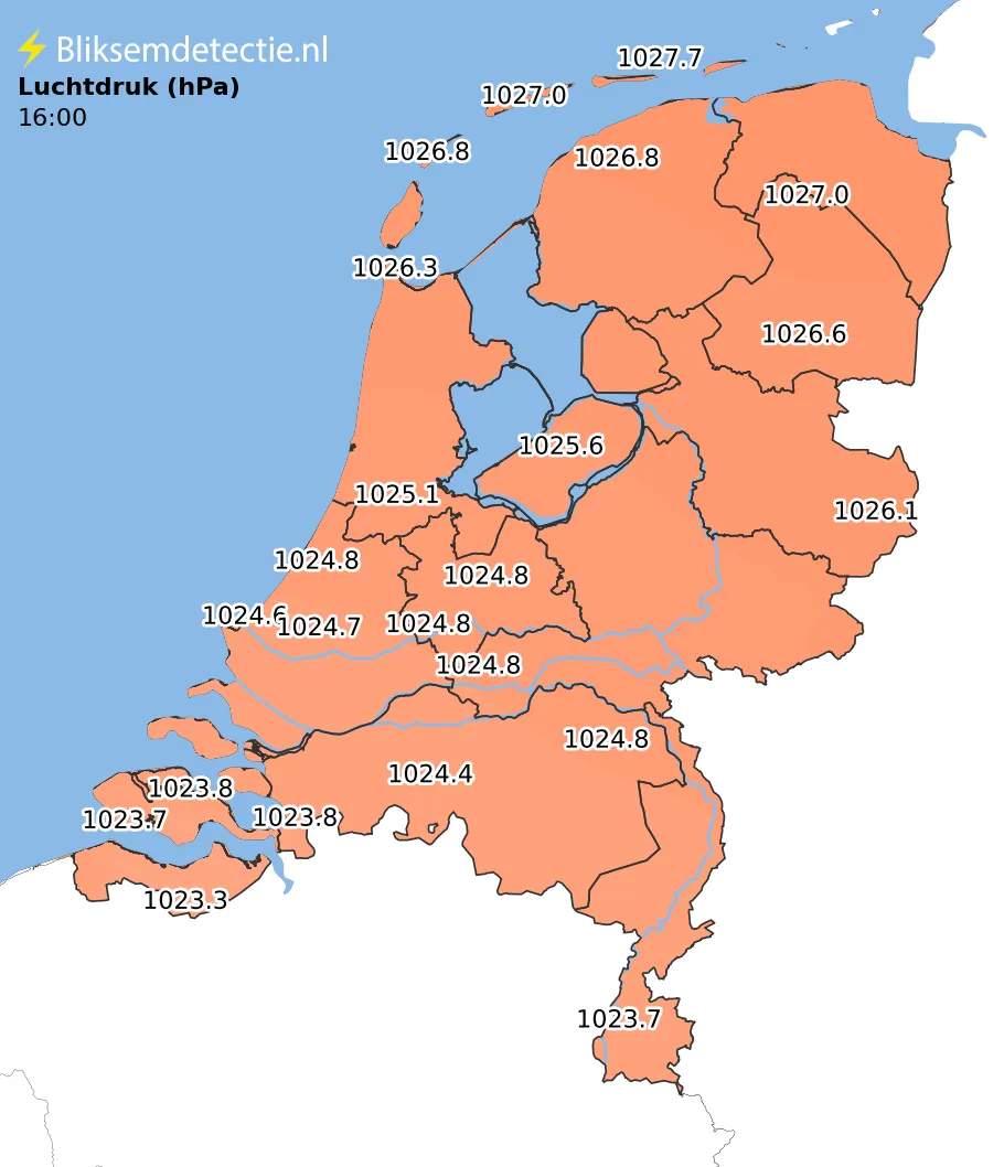 Luchtdruk kaart Nederland
