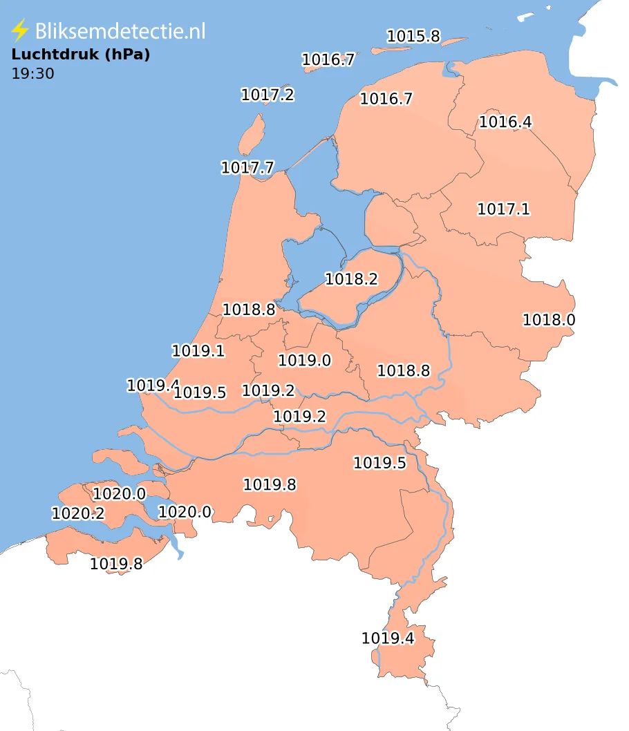Luchtdruk kaart Nederland