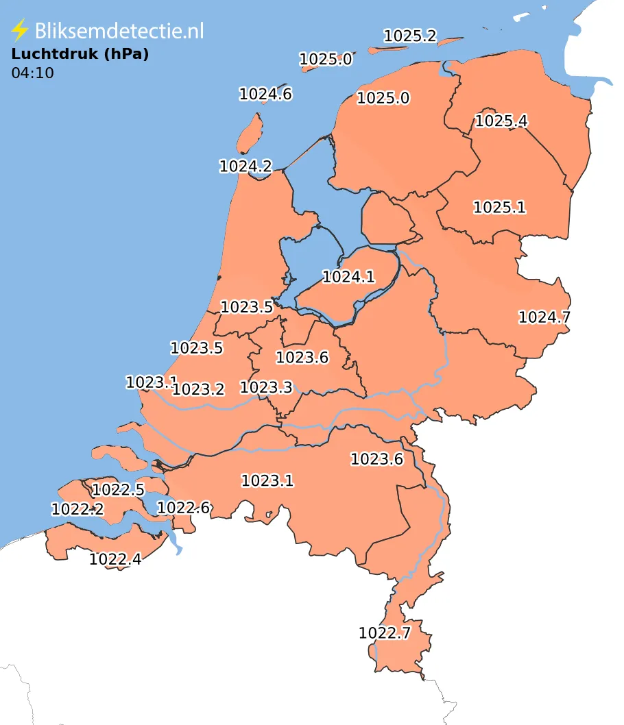 Luchtdruk kaart Nederland