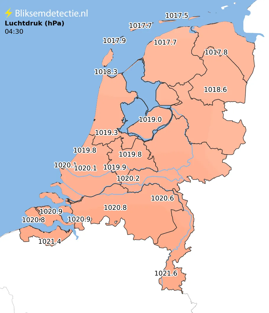 Luchtdruk kaart Nederland