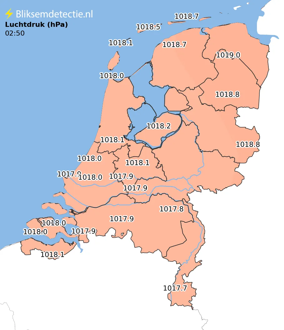 Luchtdruk kaart Nederland