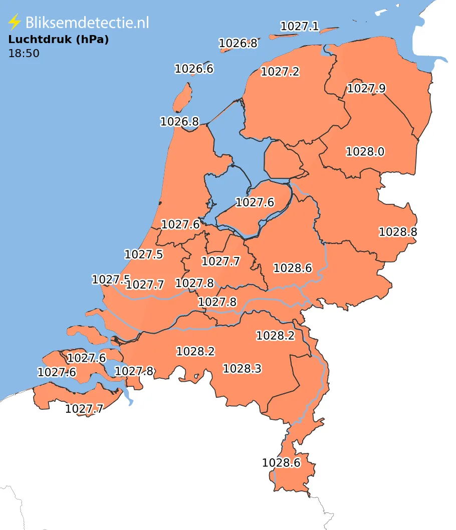 Luchtdruk kaart Nederland