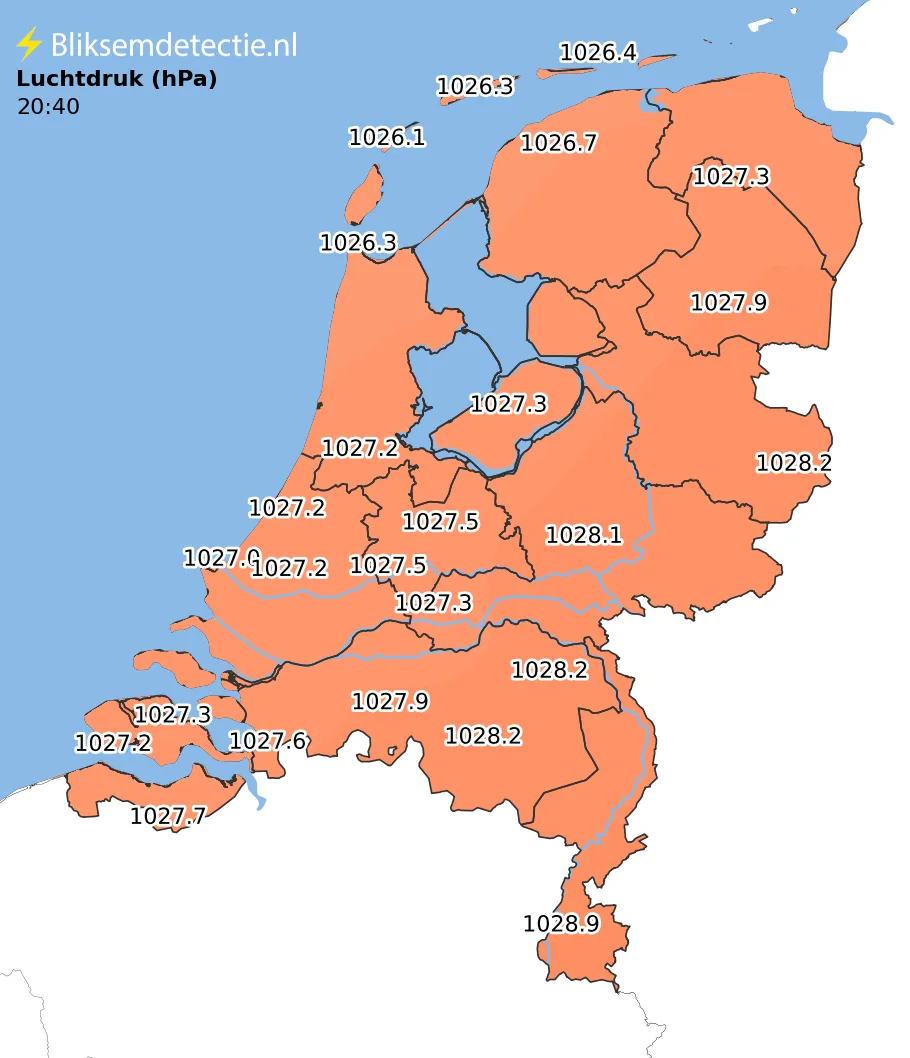 Luchtdruk kaart Nederland