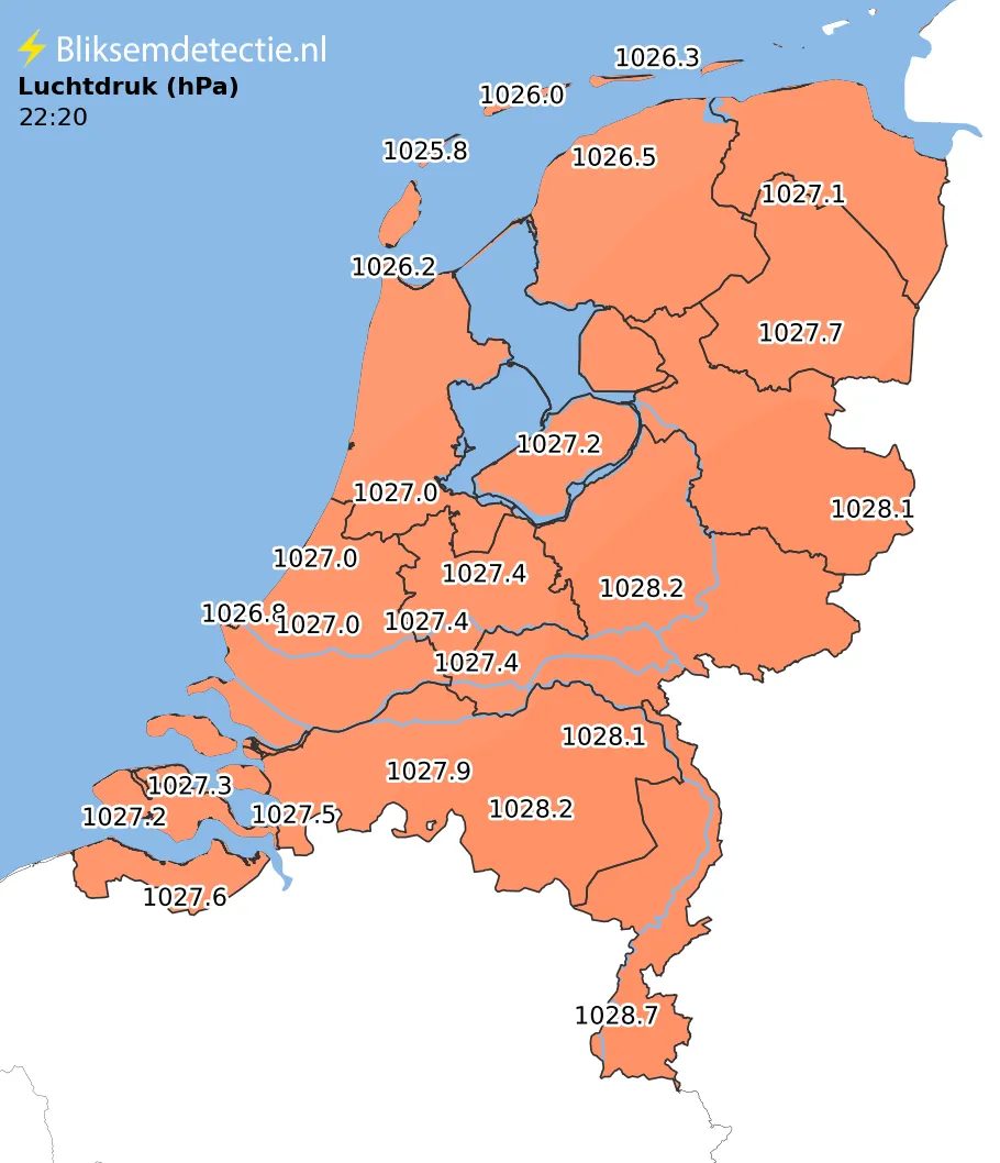 Luchtdruk kaart Nederland