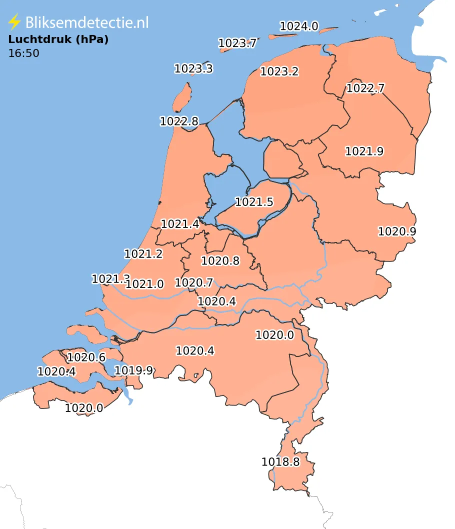 Luchtdruk kaart Nederland