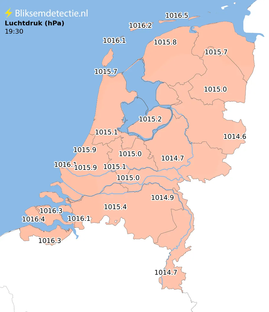 Luchtdruk kaart Nederland