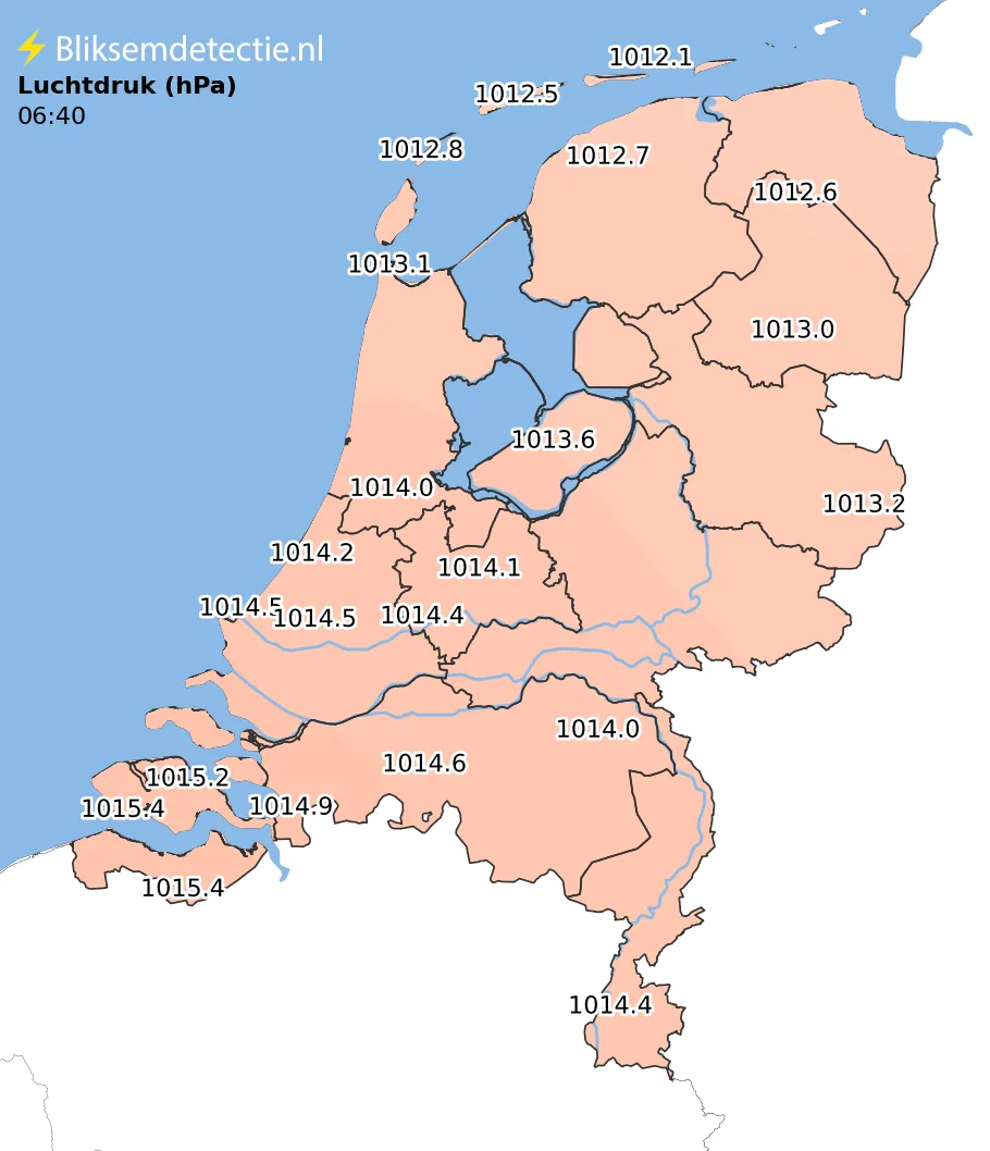 Luchtdruk kaart Nederland
