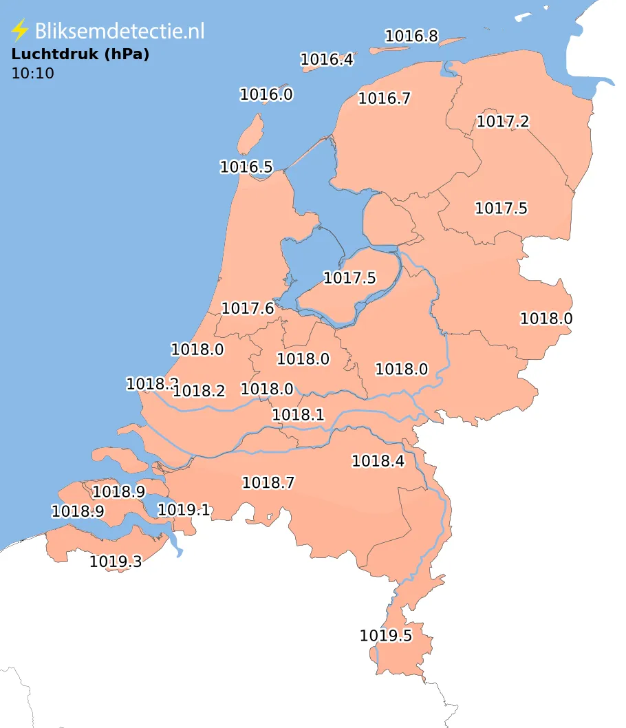 Luchtdruk kaart Nederland